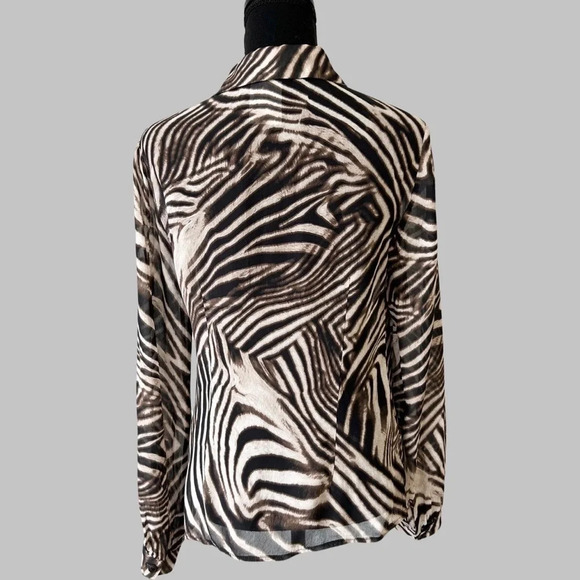 Vintage Louben Tiger Print Semi Sheer Button Down Shirt  Made in Canada - Picture 3 of 14